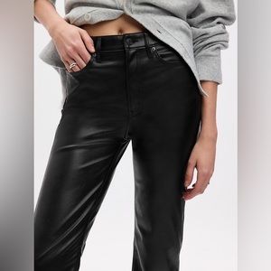 GAP Black High Rise Faux-Leather '70s Flare Pants - Size 28 NEW NWOT